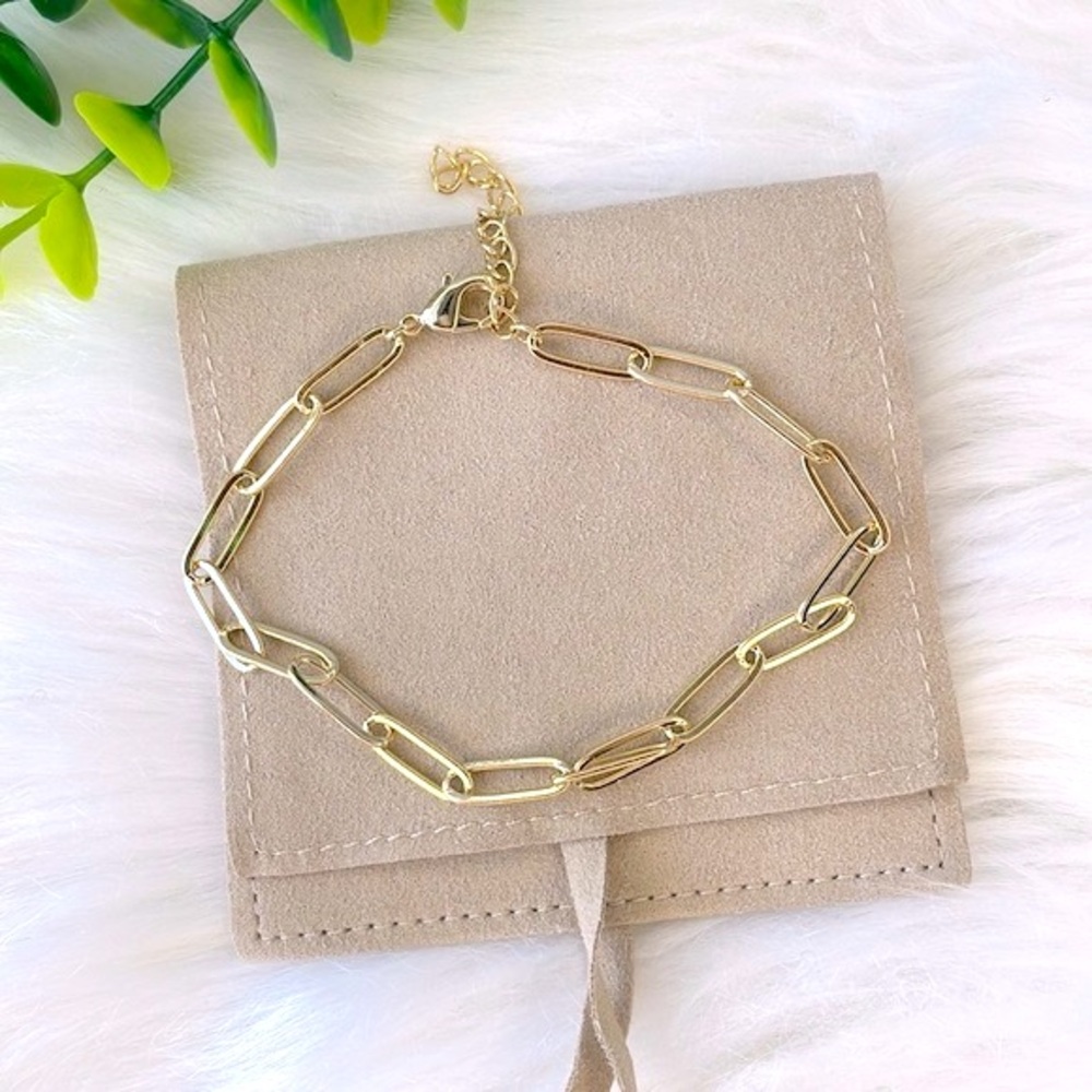 14K Gold Filled Paper clip Anklet - Picture 7 of 9